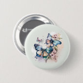 Mooie Vlinders en Bloemen Ronde Button 5,7 Cm (Voorkant /achterkant)