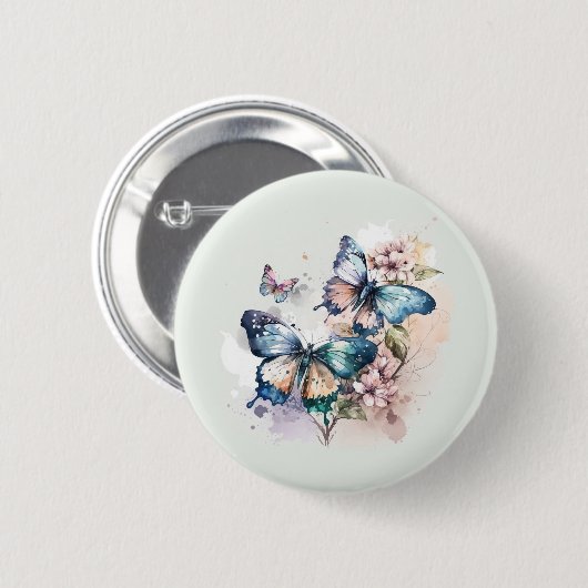 Mooie Vlinders en Bloemen Ronde Button 5,7 Cm (Voorkant /achterkant)