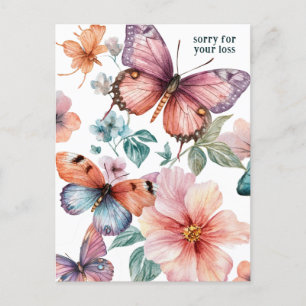 Mooie vlinders en bloemen sorry voor verlies briefkaart