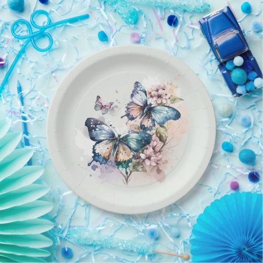 Mooie Vlinders en Bloemen Whimsical Papieren Bordje (Feest)