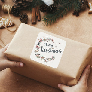 Mooie vlinders Vrolijk Kerstfeest Vierkante Sticker