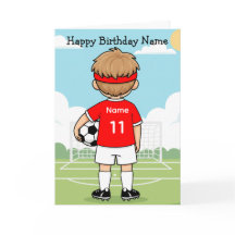 Mooie Voetbal Jongen Rode Shirt Verjaardagskaart