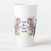 Mooie vogel en bloemen latte mok (Voorkant)