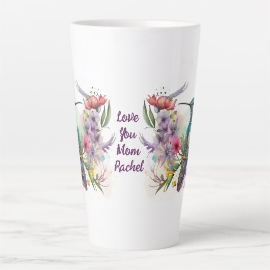 Mooie vogel en bloemen latte mok (Voorkant)
