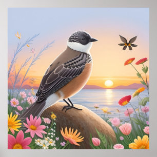 Mooie vogel in de kust Natuur scene Poster