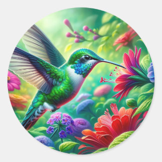 Mooie vogel met bloemen ronde sticker