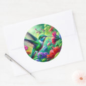 Mooie vogel met bloemen ronde sticker (Envelop)