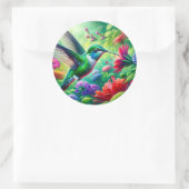 Mooie vogel met bloemen ronde sticker (Tas)