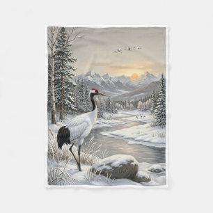 Mooie vogel op rotsen in besneeuwde winter natuur fleece deken