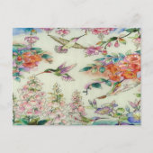 Mooie vogelbloemen Glas in lood Kunst Briefkaart (Voorkant)