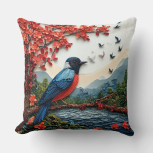 Mooie vogelpapierkunst Cozy Huisdecoratie Cadeau I Kussen