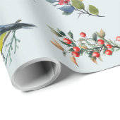 Mooie vogels, botanicals en rode bessen cadeaupapier (Rol Hoek)