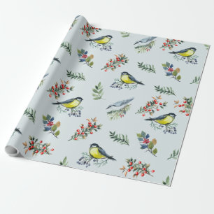 Mooie vogels, botanicals en rode bessen cadeaupapier