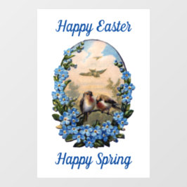 Mooie vogels en bloemen die ruiken raamsticker