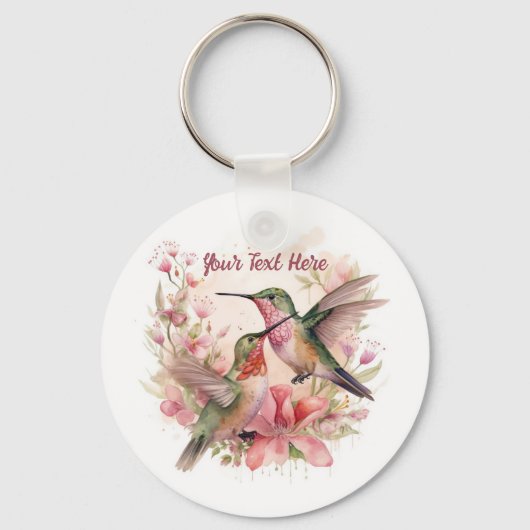 Mooie vogels met bloemen sleutelhanger (Voorkant)