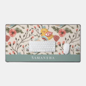 Mooie vogels met bloemennaam bureaumat (Keyboard & Muis)