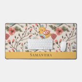 Mooie vogels met bloemennaam bureaumat (Keyboard & Muis)