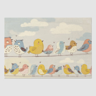 Mooie vogels op een draad tissuepapier