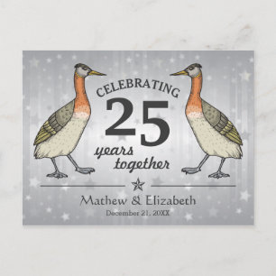 Mooie vogels op maat gemaakt zilveren 25e trouwdag briefkaart