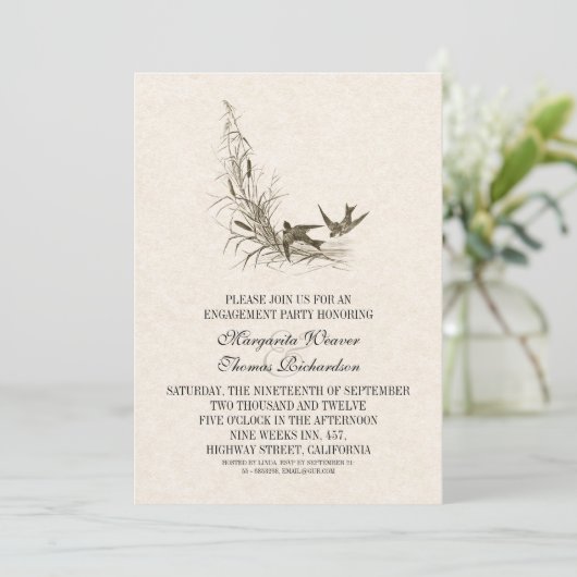 Mooie Vogels verlovingsfeest nodigt uit Kaart (Staand voorkant)