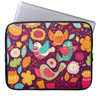 Mooie vogeltjes, bloemetjes, artistiek poster laptop sleeve