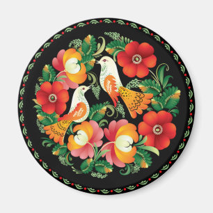 Mooie volks kunst vogels bloemen mooie decoratie magneet