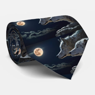 Mooie volle maan en wolven stropdas