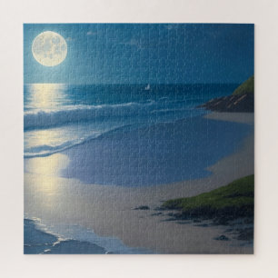 Mooie Volle Maan Ocean Art Legpuzzel