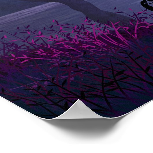 Mooie volle maan over water met open en dieper poster (Hoek)