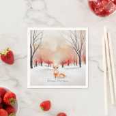 Mooie vos in het sneeuwbos servet (Insitu)