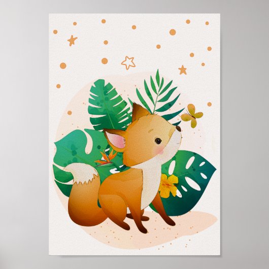 Mooie vos kinderkamer poster sterren kinderkamer p (Voorkant)