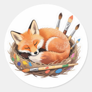 Mooie vos met penseel Sticker
