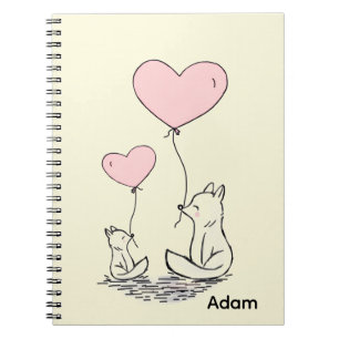 Mooie Vos Roze Harten Spiraal Notebook Notitieboek