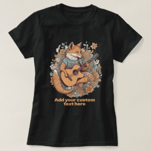 Mooie Vos Speelt Gitaar wilde bloem, Vos Liefhebbe T-shirt