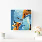 Mooie vossen vierkante klok (Huis)