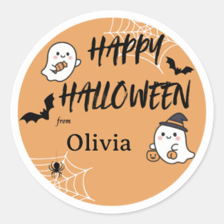 Mooie vrolijke Halloween oranje sticker