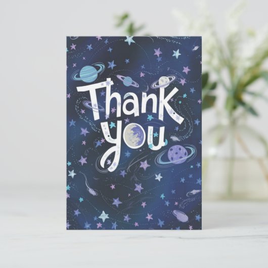 Mooie vrolijke hemel hemels bedankkaart (Staand voorkant)