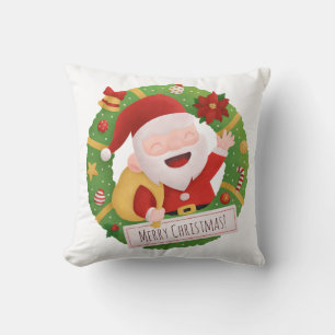Mooie vrolijke kerstman Kerstkrans Worp Kussen