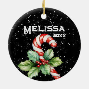 MOOIE VROLIJKE KERSTMIS, SNOEPRIET, HOLLY SPRING KERAMISCH ORNAMENT