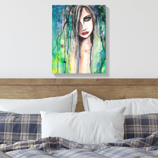 Mooie Vrouw Abstract Portret Fantasy Art Canvas Afdruk (Insitu (Slaapkamer))