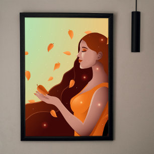 Mooie vrouw als najaarsvertegenwoordiging poster