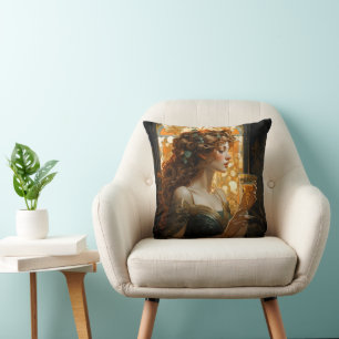 Mooie vrouw Art Nouveau Kussen