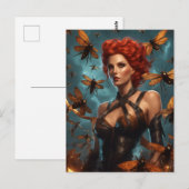 Mooie Vrouw Bijen Godin Briefkaart (Voorkant / Achterkant)