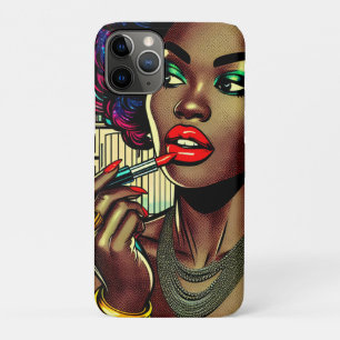 Mooie vrouw die lippenstift aanbrengt iPhone 11 pro hoesje