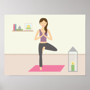 Mooie vrouw die yoga doet in een gedecoreerde kame poster