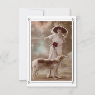  mooie vrouw en hond notitiekaartje