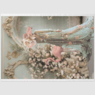 Mooie Vrouw, Flamingo & Bloemen, Portretkunst Tissuepapier
