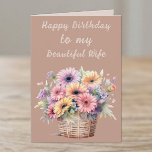 Mooie vrouw gerbera bloemen bruide verjaardag kaart
