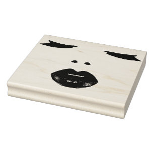 Mooie Vrouw Gezicht Ogen Lippen Originele kunst Rubberstempel