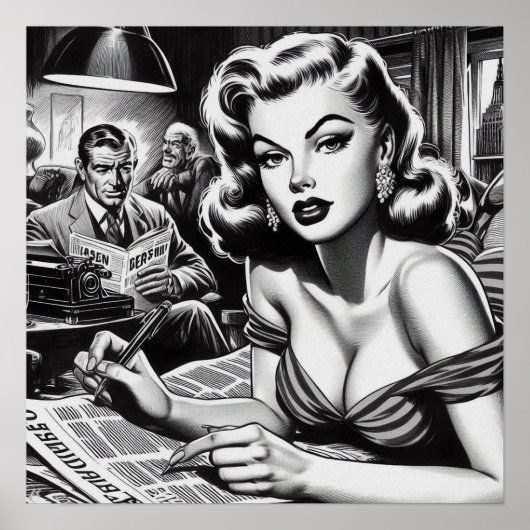  mooie vrouw illustratie poster (Voorkant)